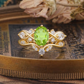 Luxury Oval Cut Peridot Engagement Ring